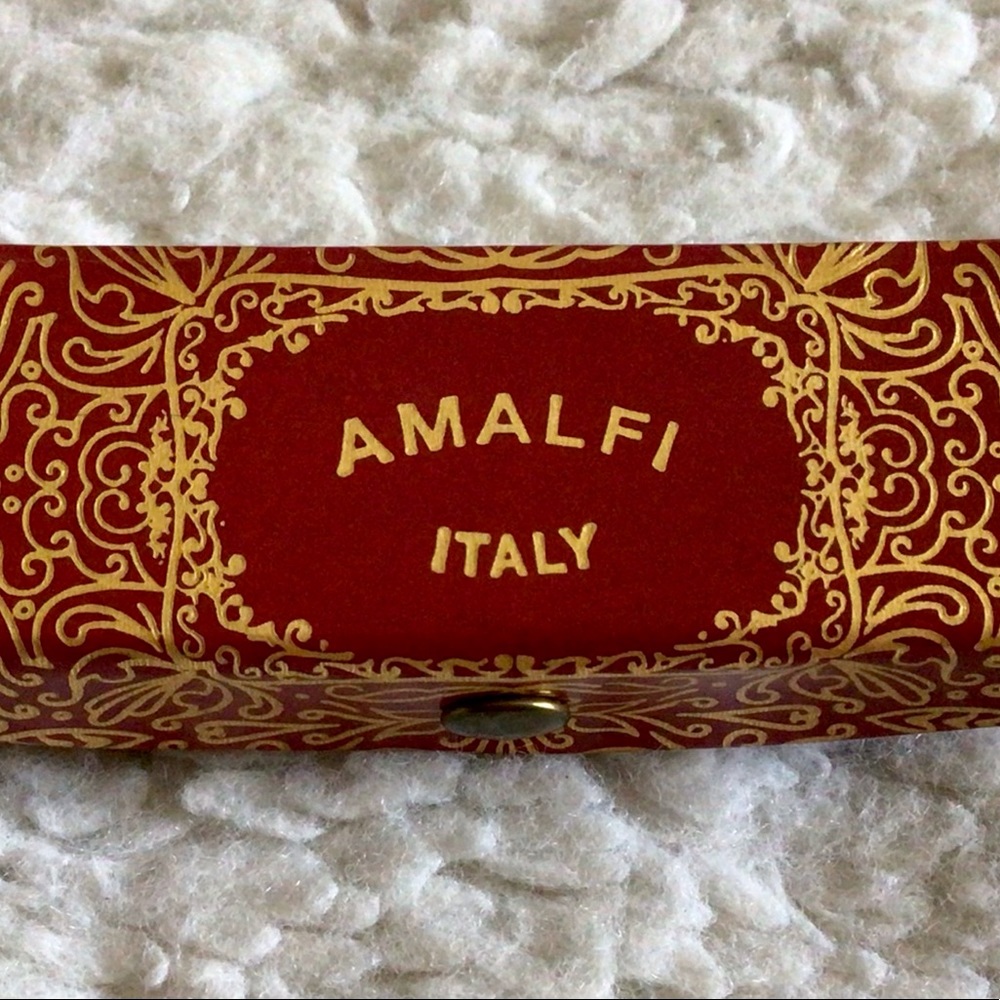 Amalfi Italy Florentine Leather Bound Lipstick Case with Mirror Lovely Vintage